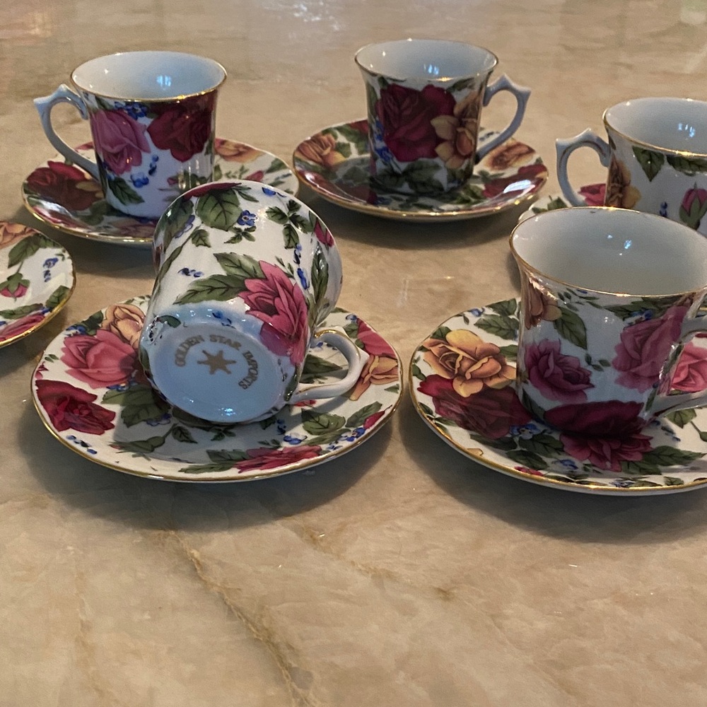 Floral Porcelain Tea Cup and Saucer Set